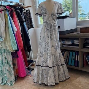 Sachin + Babi Blue and White Floral Maxi Dress